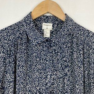 H&M x William Morris & Co 12 Floral Print Top Button down Shirt Navy White